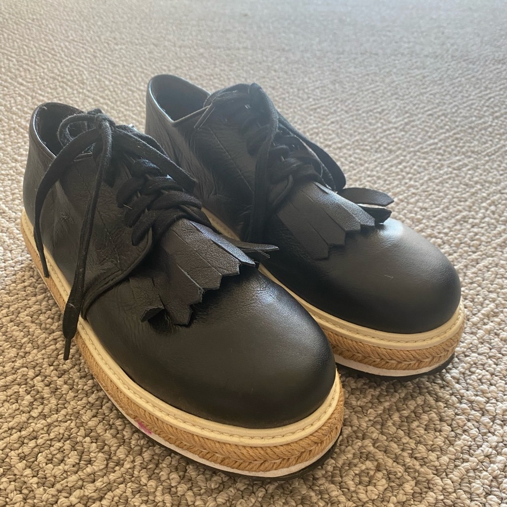 leather tassel platform loafers